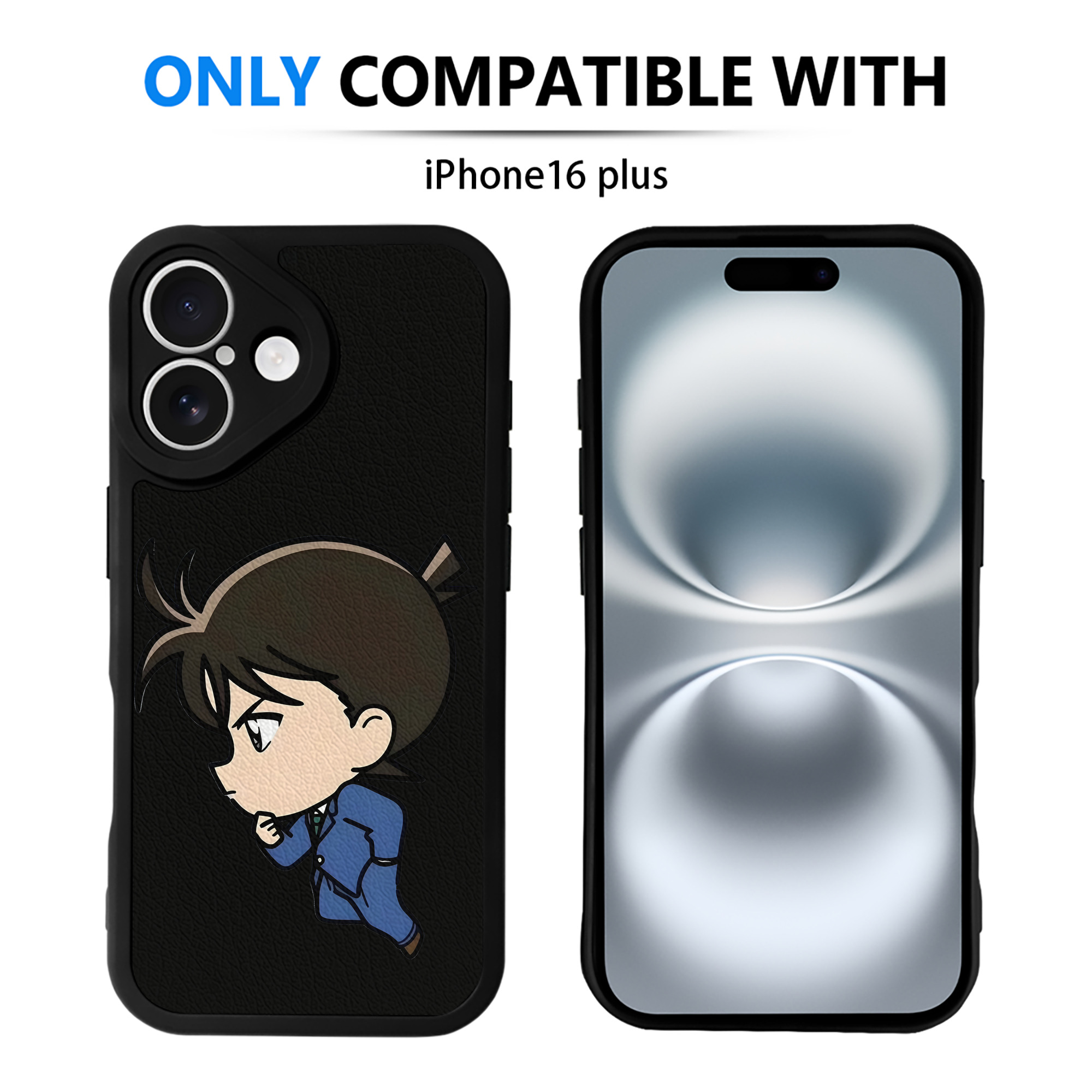 （画像用） 名探偵コナン 江戸川 コナン Detective Conan Conan Edogawa 【iPhone 16シリーズ対応】シリコンスマホケース（レザー調） 材質：シリコン